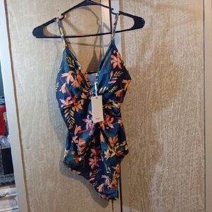 Grace Karin Floral Swimwear in Orange and Green